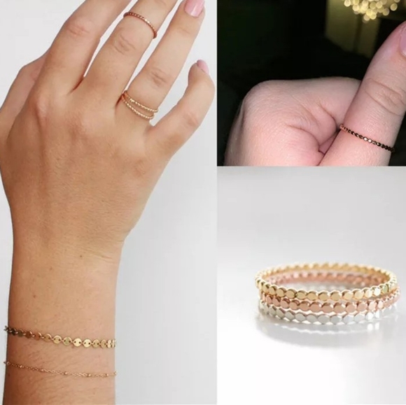 Dainty 14k Gold Beehive Band Ring - Picture 10 of 14